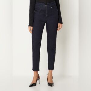 BA&SH women’s skin fit high waisted dark navy cropped logo embroidered jeans sz6